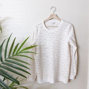 Lucky Brand Ivory Brushed Lace Tunic Pullover Top